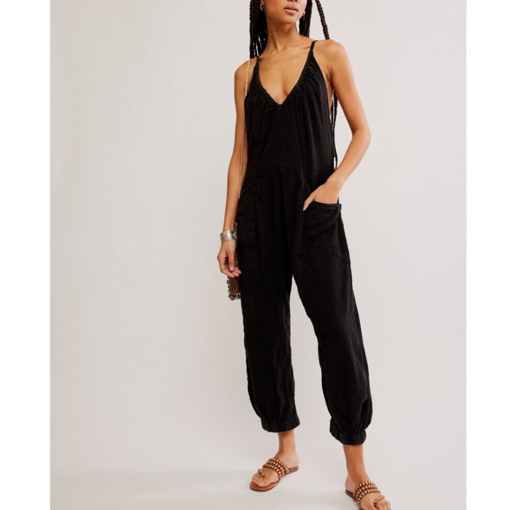 NWOT Free People Dream Free Harem One Piece in Black